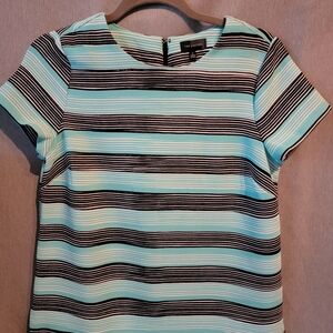 The Limited Teal and Black Striped Blouse